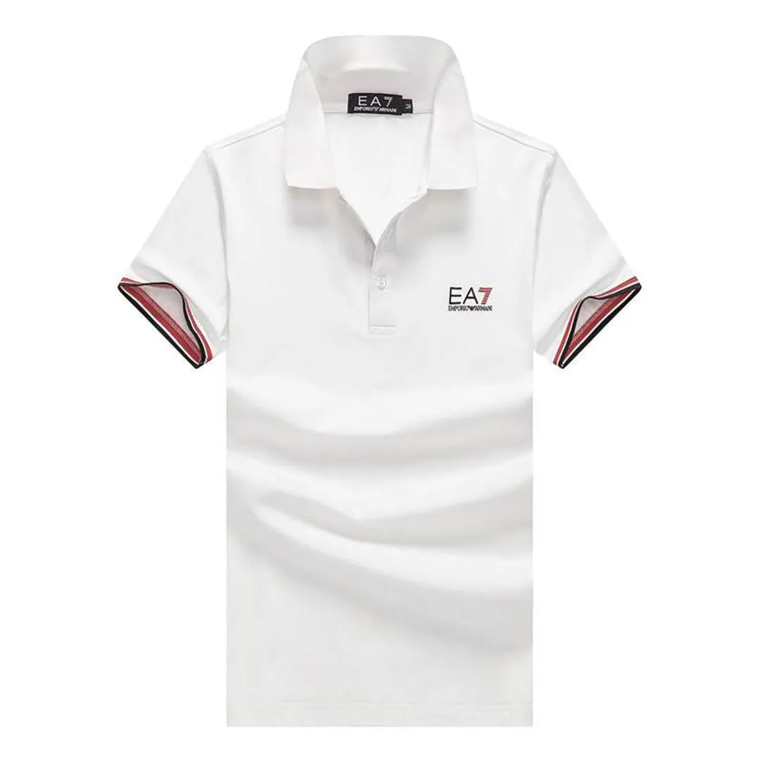 Emp classic Cotton polo shirt in pique cotton blend- White