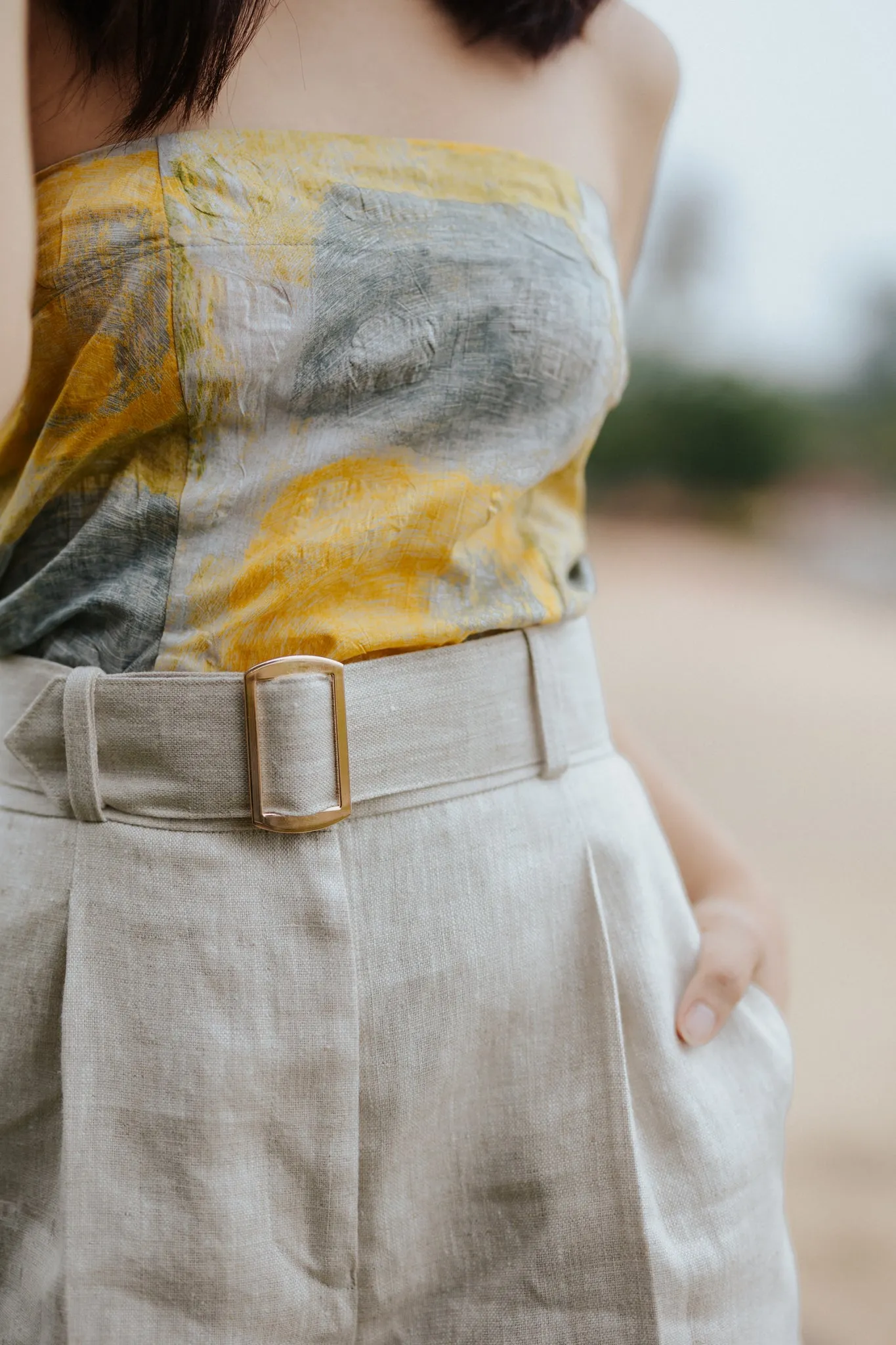 Eunice Relaxed Belted Shorts - Sandstone