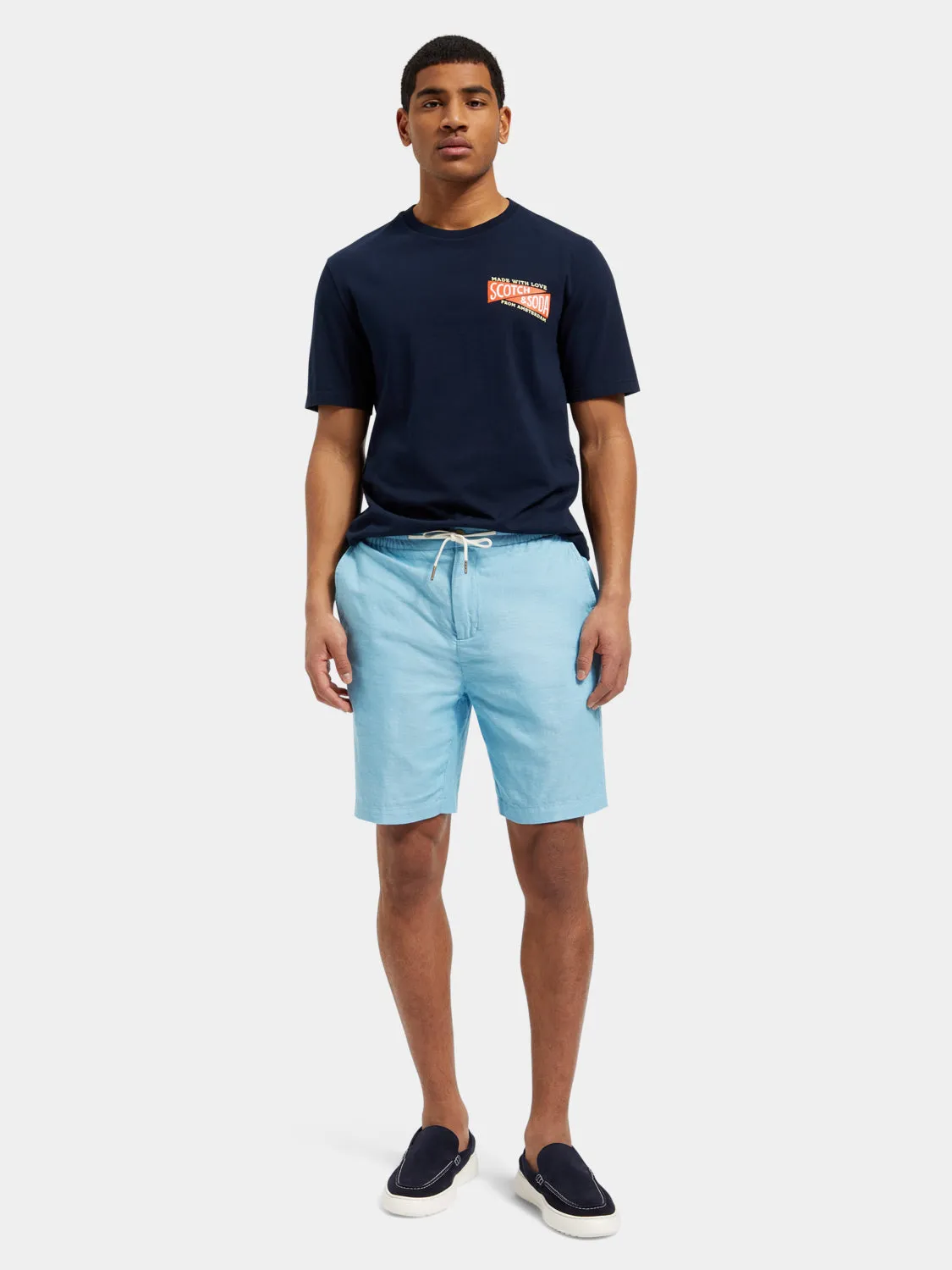 Fave cotton-linen twill shorts