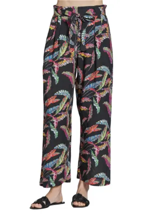 Feather Print Wide Leg Crop Pant