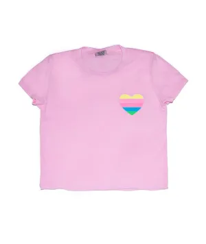 Firehouse Girls Georgia Striped Heart Tee Ice Pink