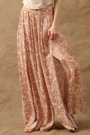 Floral High Waist Wide-Leg Flare Pants