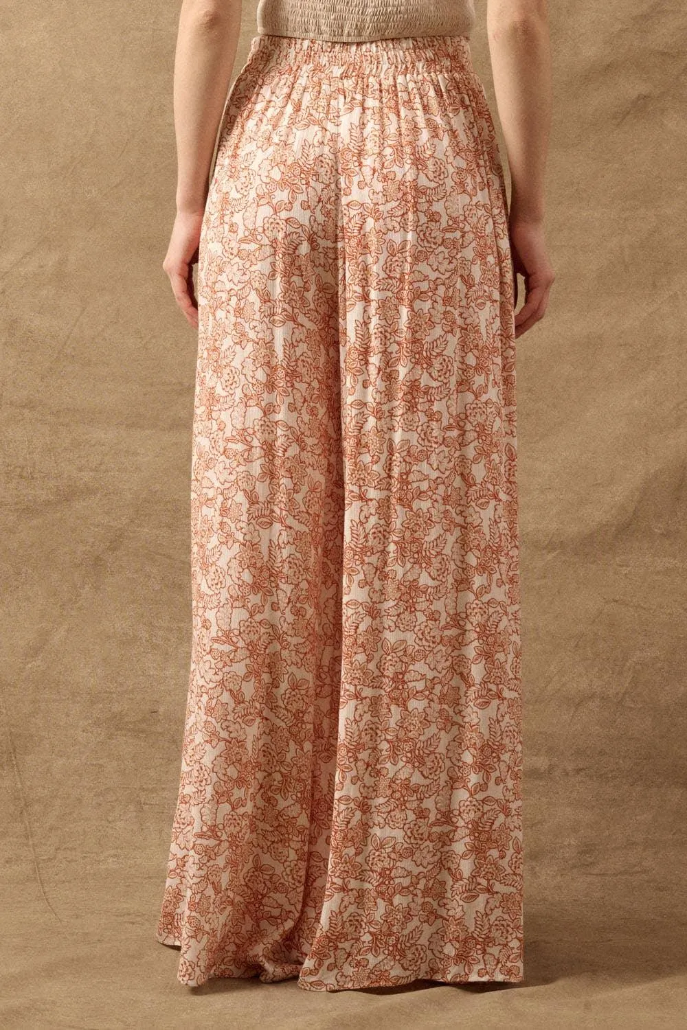 Floral High Waist Wide-Leg Flare Pants