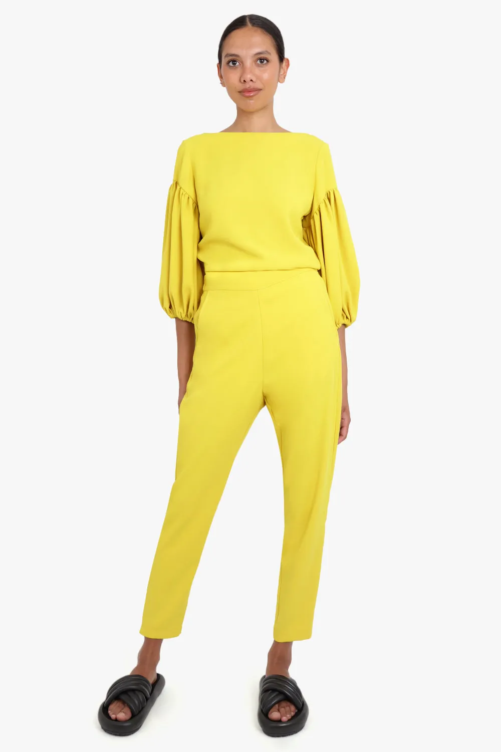 FLUID RELAXED SLIM LEG PANTS YELLOW