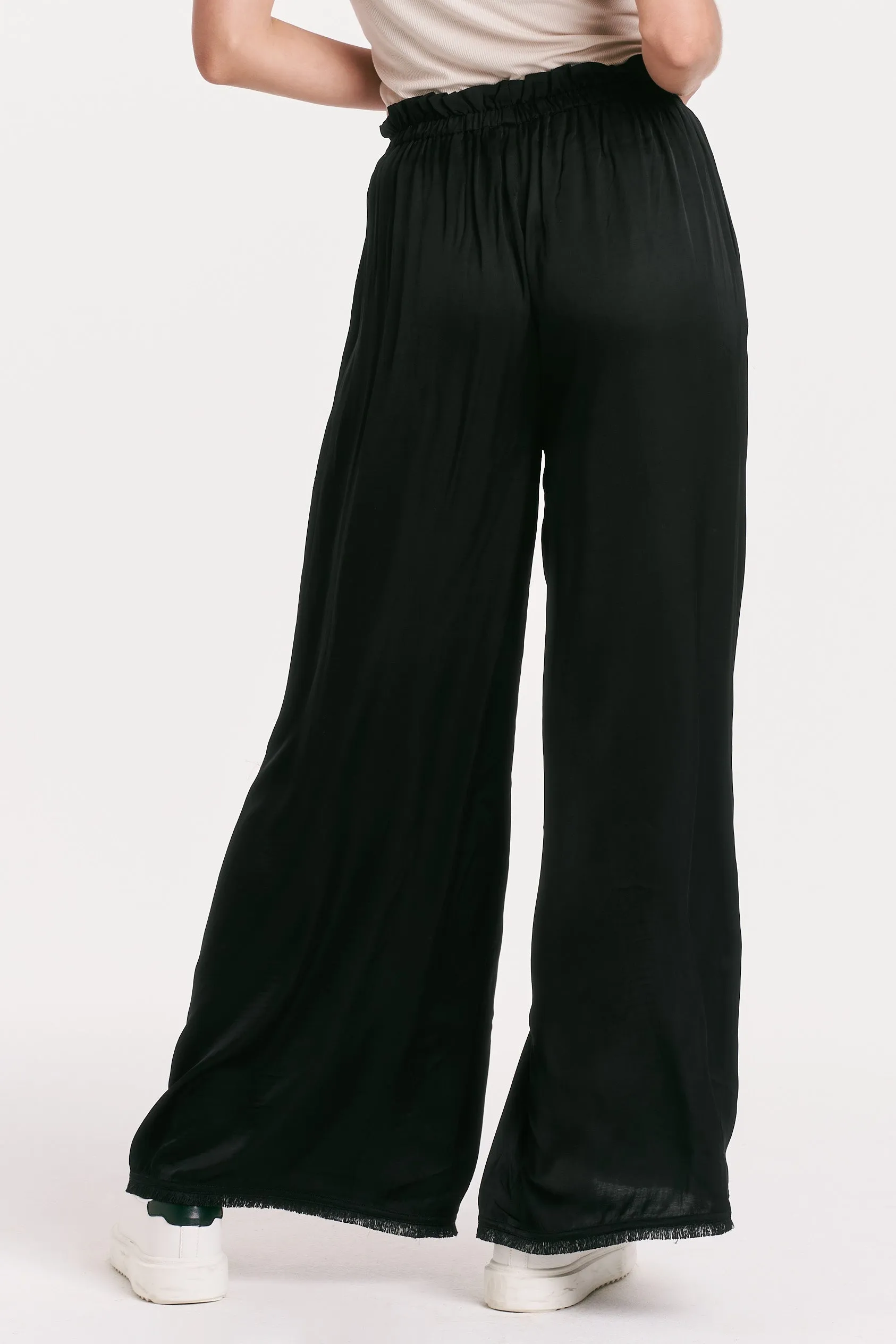 FRESNO WIDE LEG PANT BLACK SILK