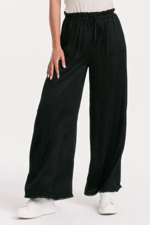 FRESNO WIDE LEG PANT BLACK SILK