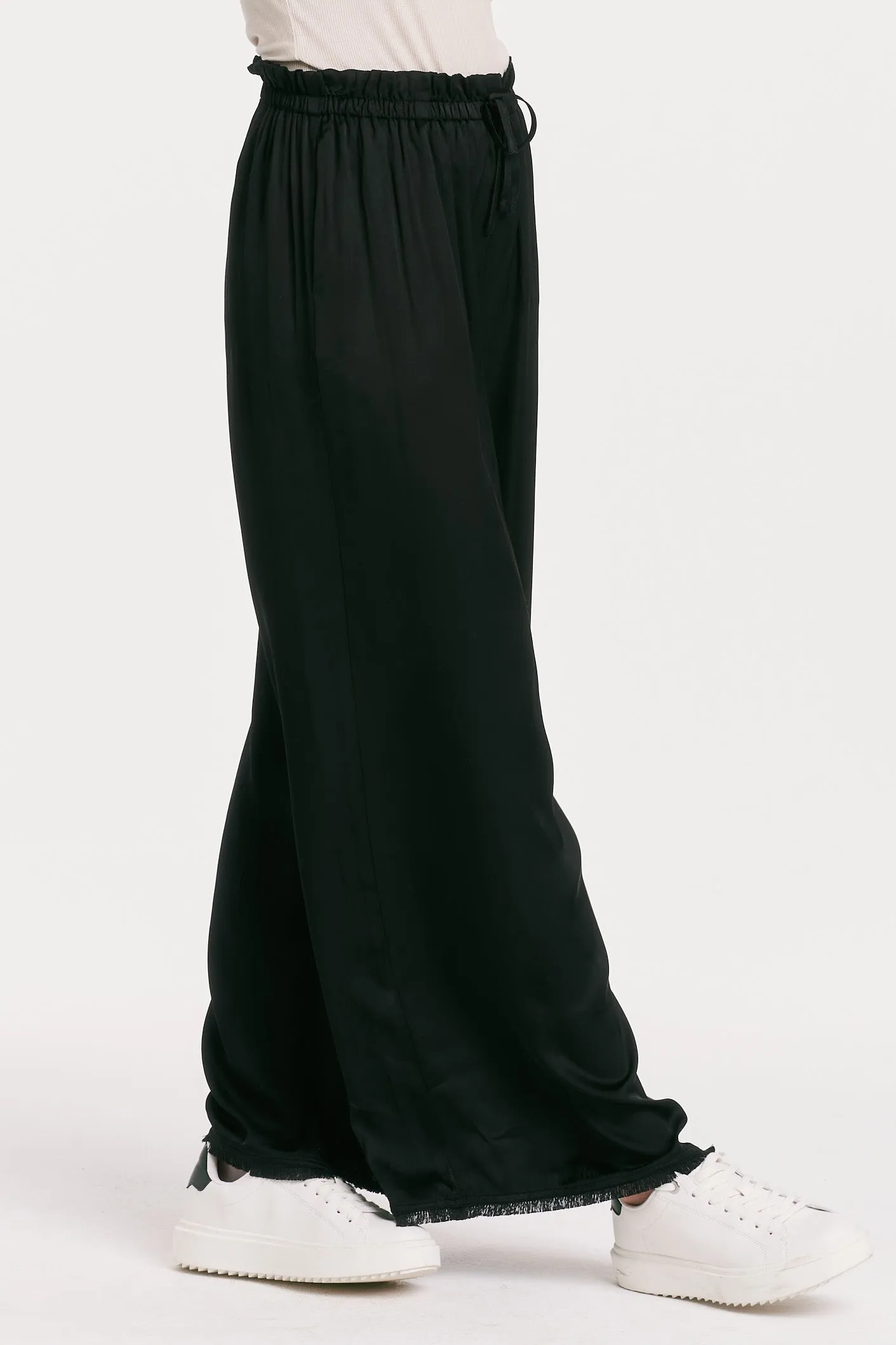 FRESNO WIDE LEG PANT BLACK SILK
