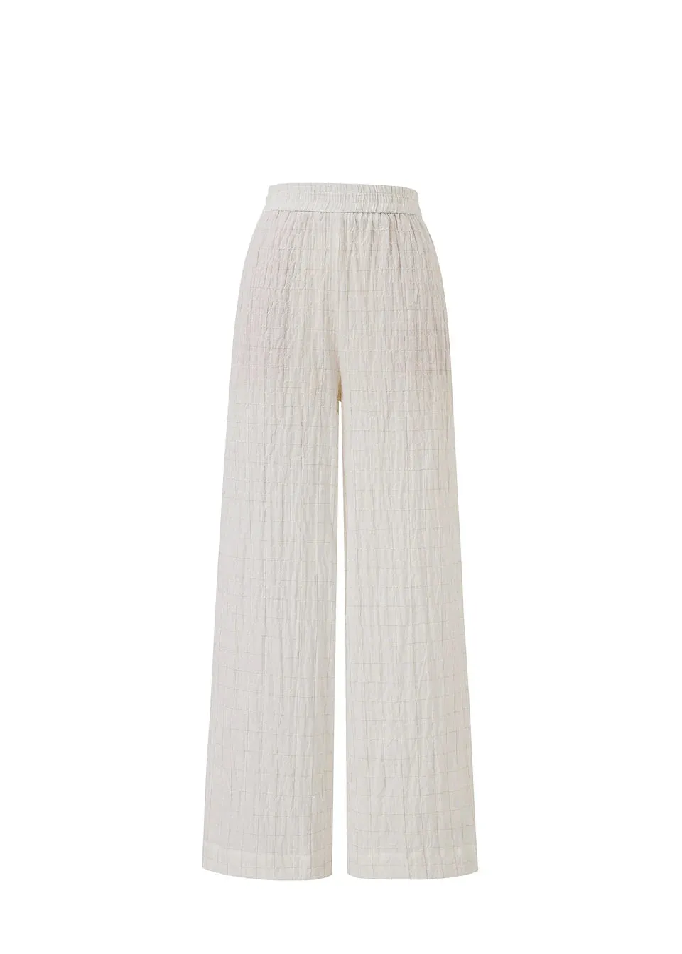 FRNCH Saana check waffle pants Creme