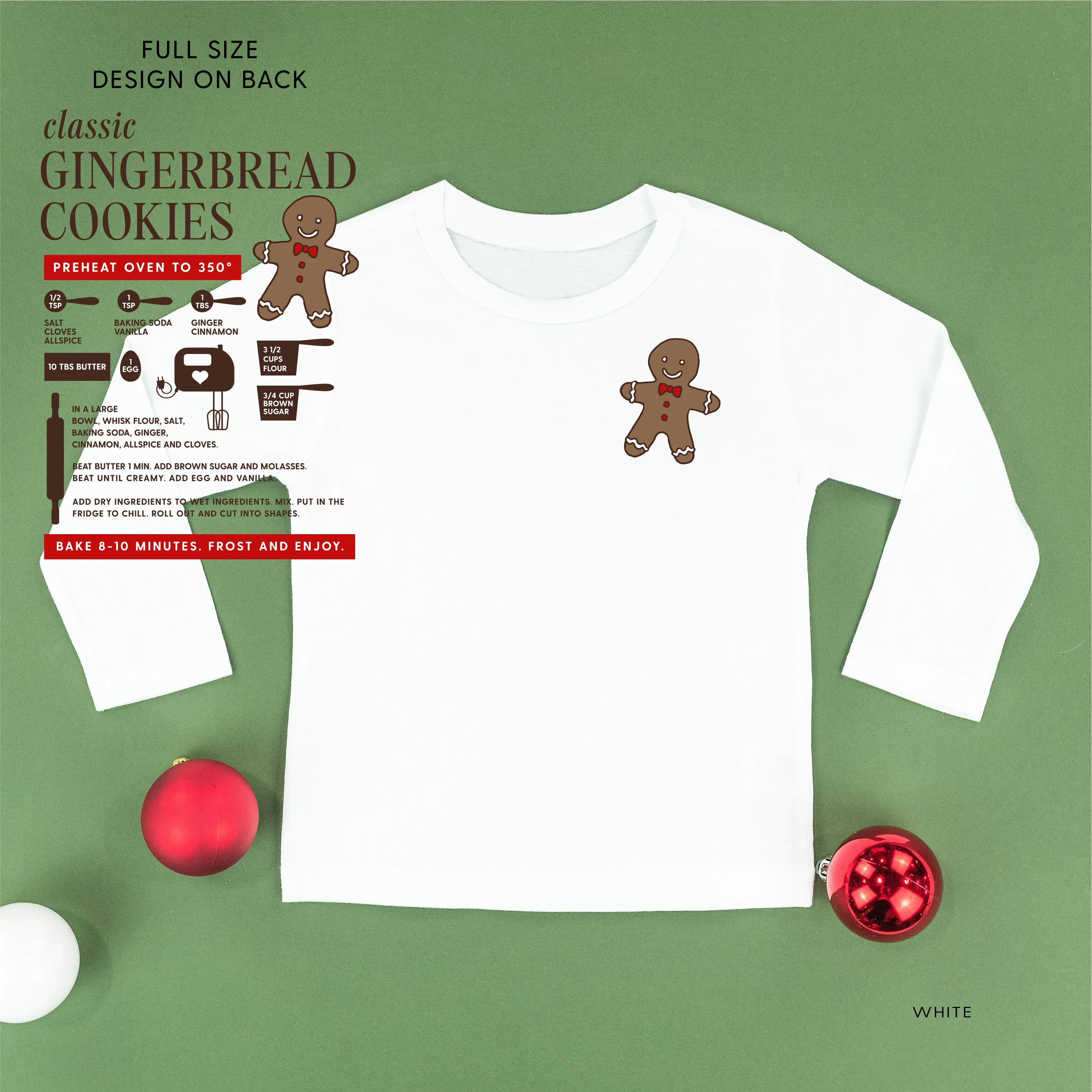 Gingerbread Cookie Recipe (pf&b) - Child LONG SLEEVE Tee