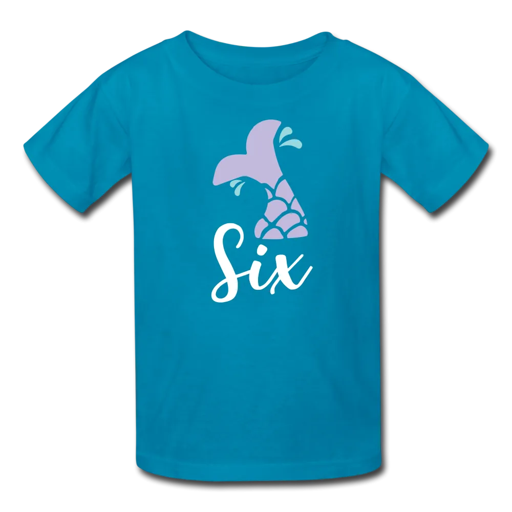 Girl Mermaid Tail 6th Birthday Shirt, Kids' T-Shirt Fruit of the Loom