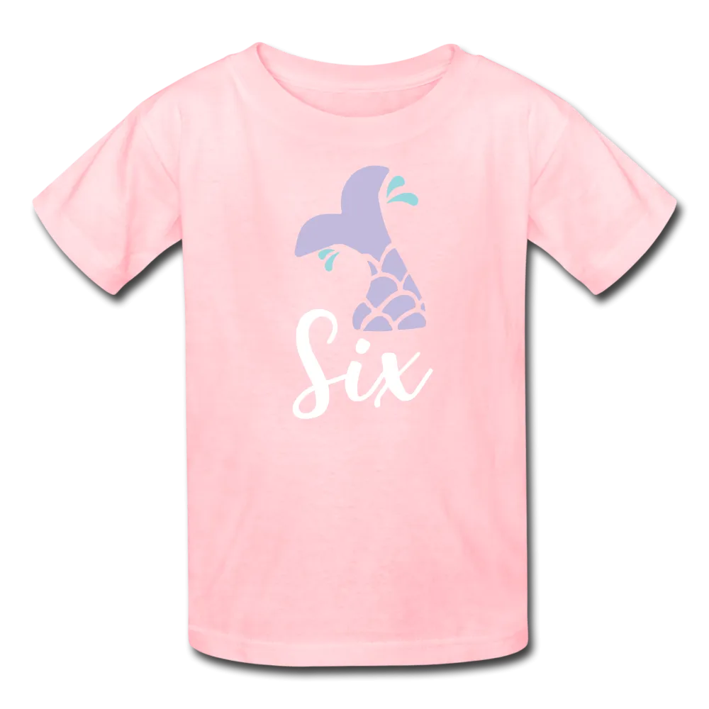 Girl Mermaid Tail 6th Birthday Shirt, Kids' T-Shirt Fruit of the Loom