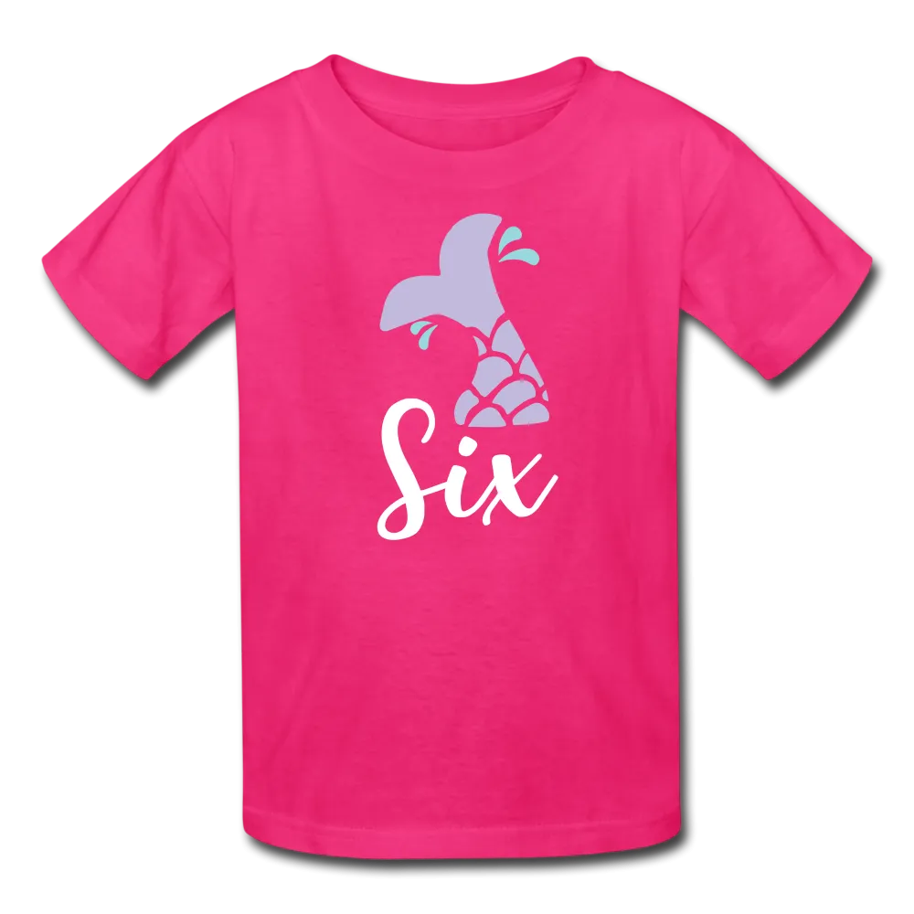 Girl Mermaid Tail 6th Birthday Shirt, Kids' T-Shirt Fruit of the Loom
