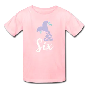 Girl Mermaid Tail 6th Birthday Shirt, Kids' T-Shirt Fruit of the Loom