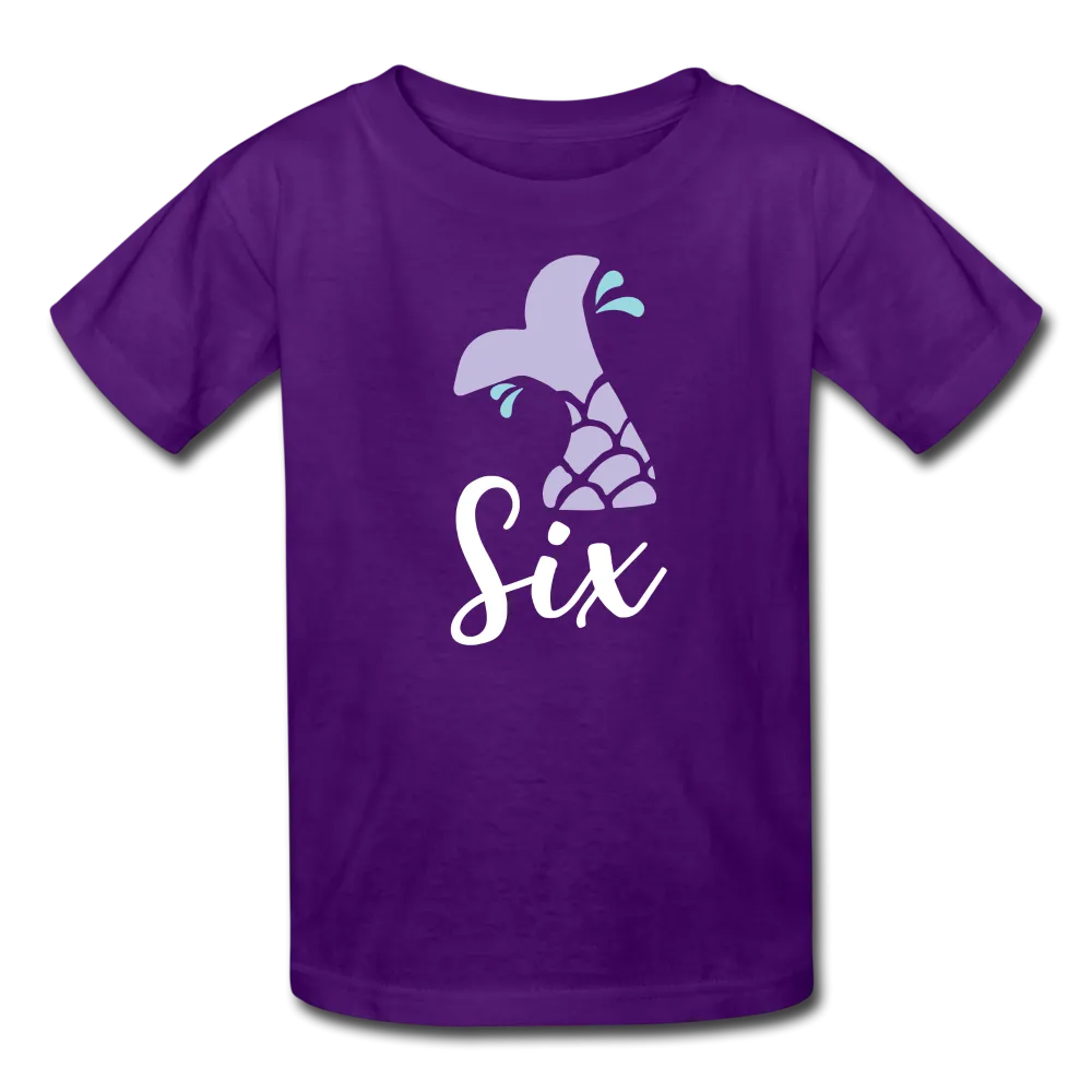 Girl Mermaid Tail 6th Birthday Shirt, Kids' T-Shirt Fruit of the Loom