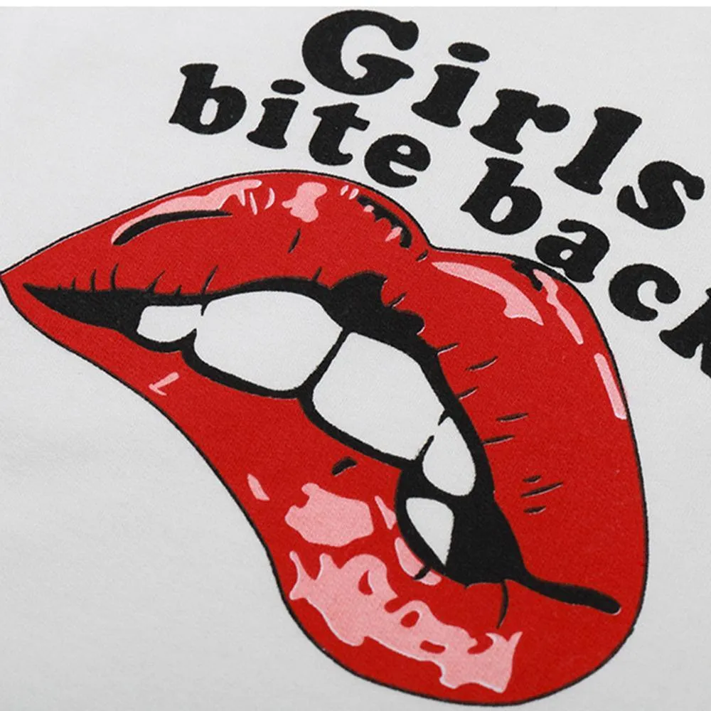Girls Lips Pattern Printed Long Sleeve Tees Wholesale