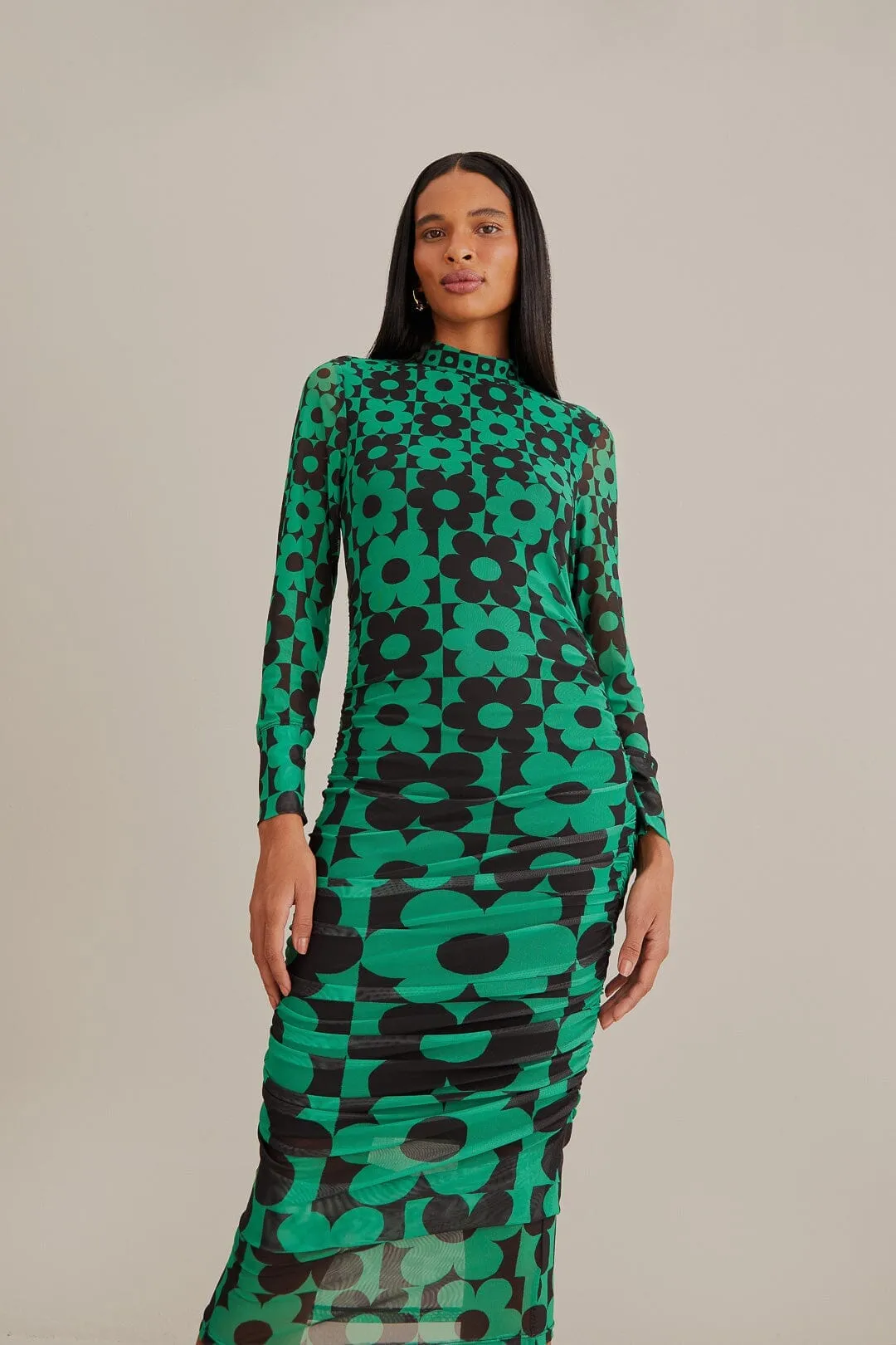 Green Lovedaisy Tulle Midi Dress