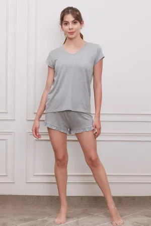 Grey Viscose Shorts Set