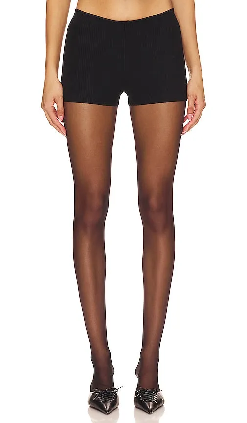 GUIZIO Rib Knit Hot Short in Black