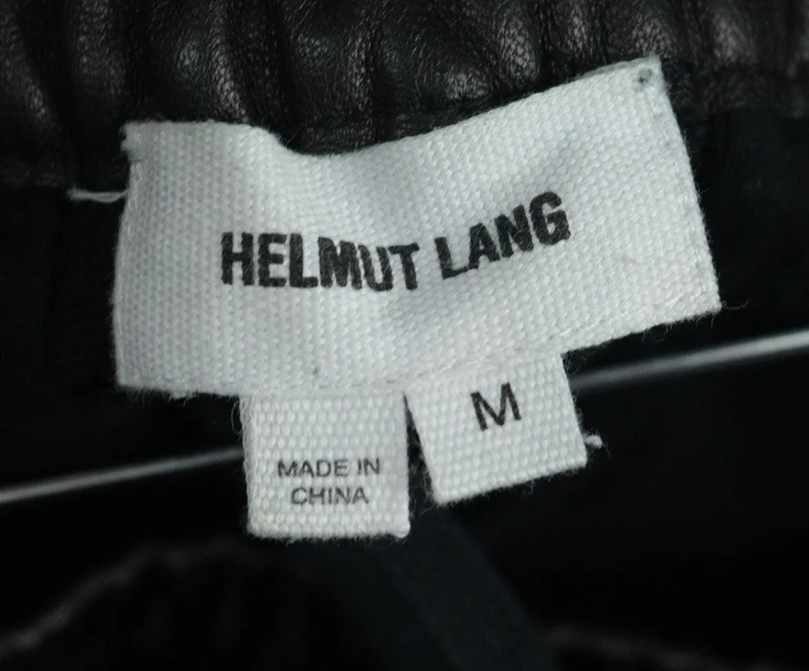 Helmut Lang Black Leather & Cotton Shorts sz 6
