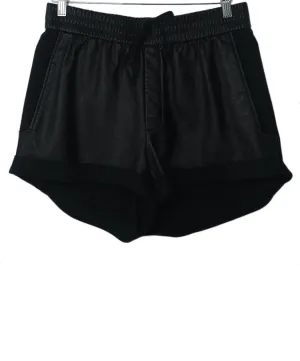 Helmut Lang Black Leather & Cotton Shorts sz 6