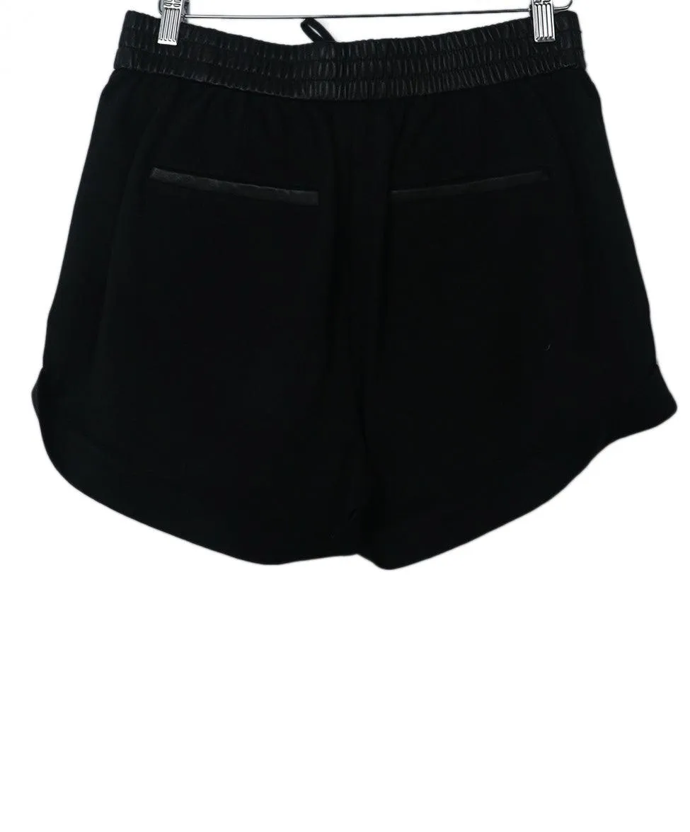 Helmut Lang Black Leather & Cotton Shorts sz 6