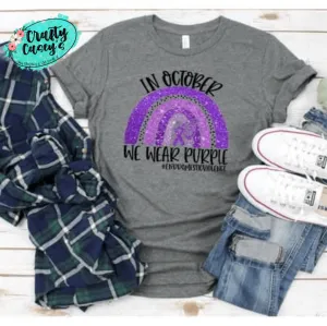 In October We Wear Purple Rainbow- Domestic Violence Awareness Unisex-T-shirt
