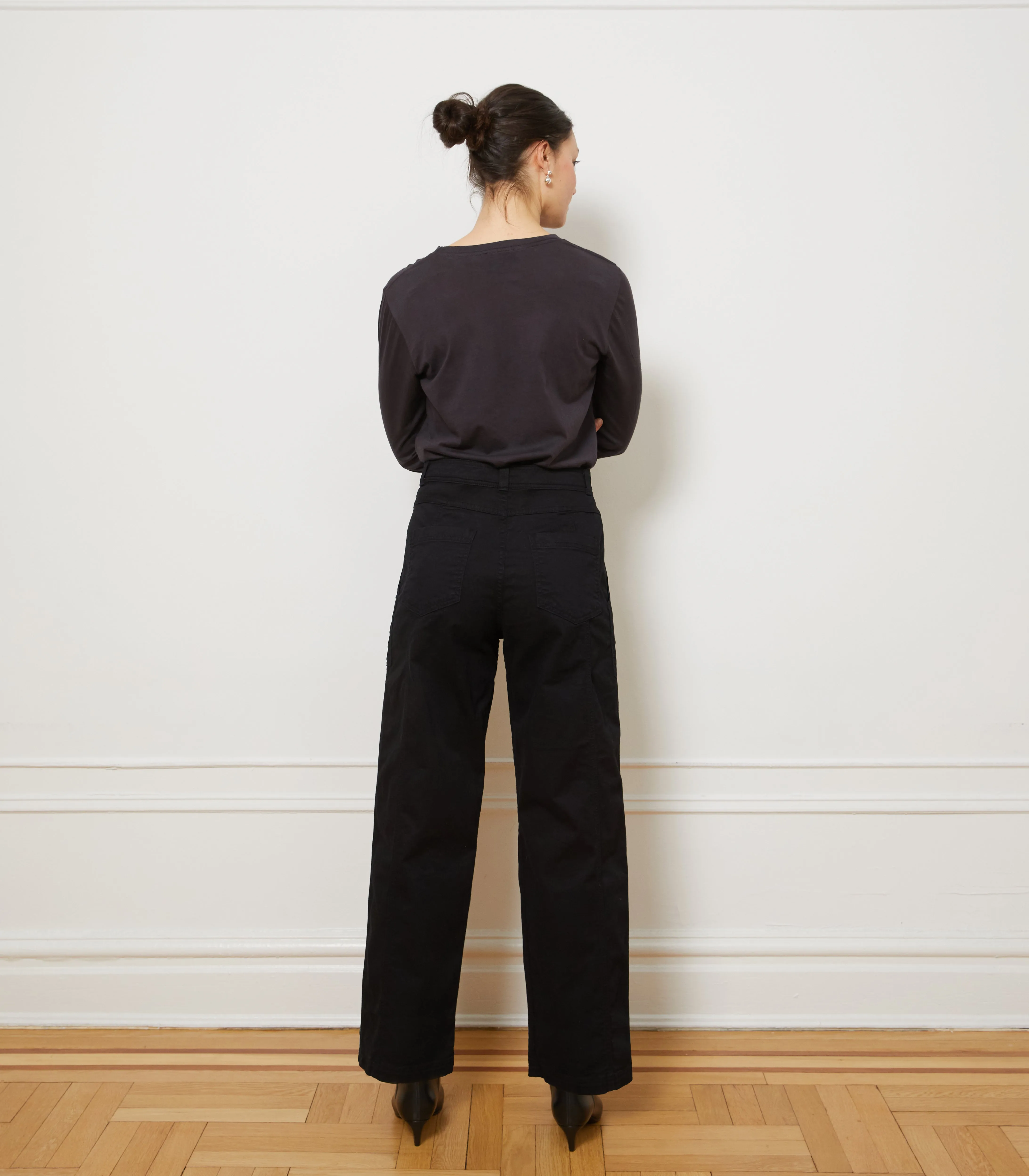 Jess Relaxed Seamed Trousers - Black