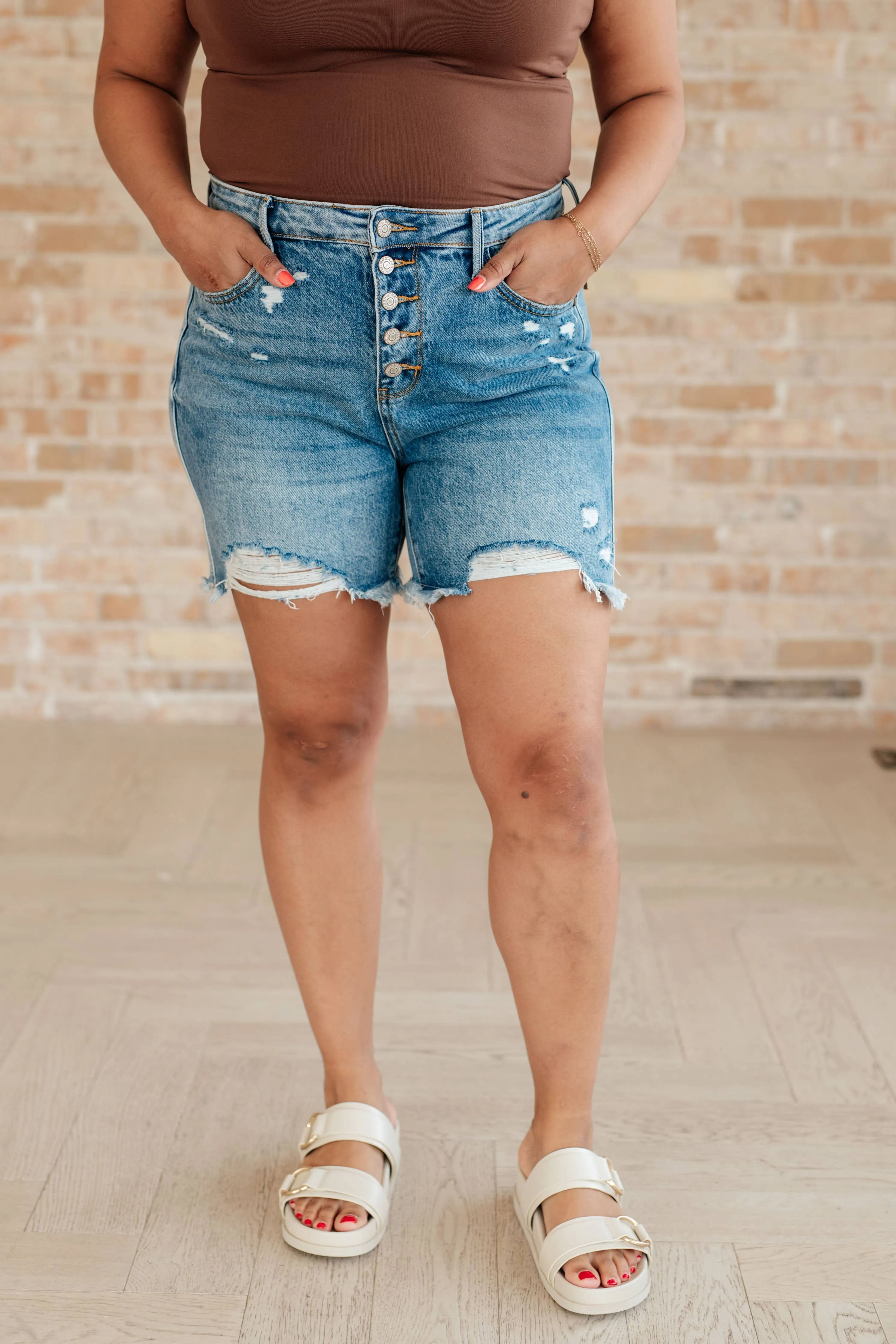 Judy Blue High Rise Button Fly Shorts Plus Size