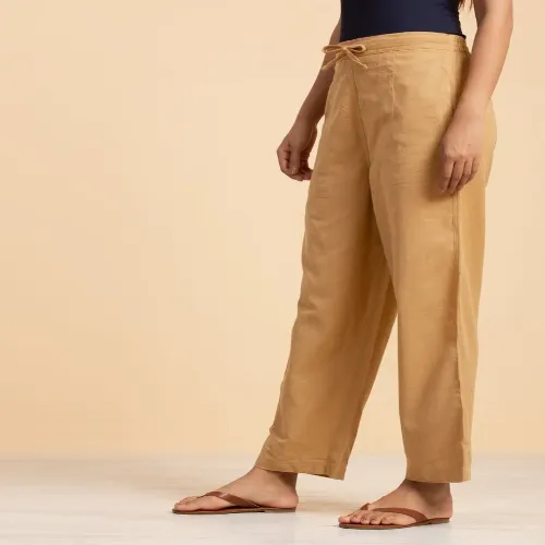 Ladies Draw String Pants Khaki Organic Cotton