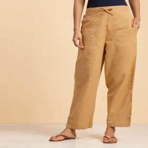 Ladies Draw String Pants Khaki Organic Cotton