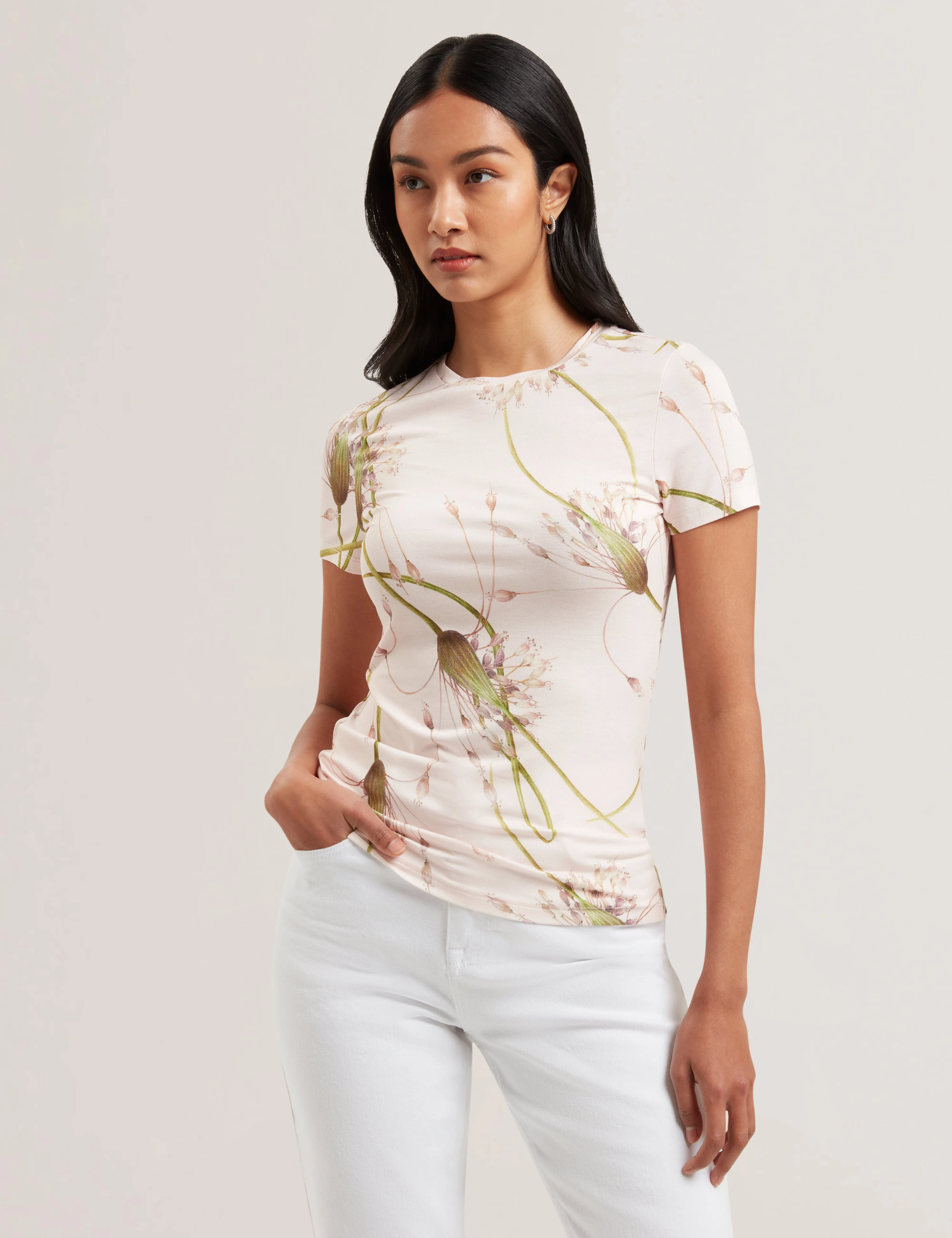 Lexiii Printed Fitted Tee Pink