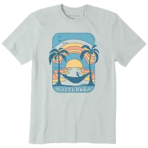 Life is Good. Men's Groovy Happy Hour Hammock Crusher Tee, Fog Gray