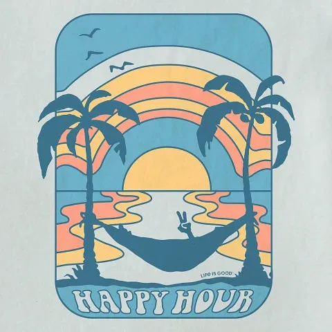 Life is Good. Men's Groovy Happy Hour Hammock Crusher Tee, Fog Gray