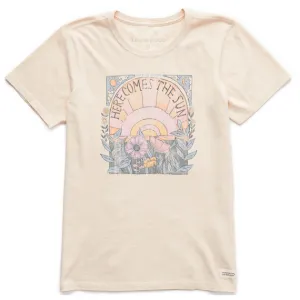 Life is Good. Women's Here Comes the Sun Hippie Crusher Tee, Putty White