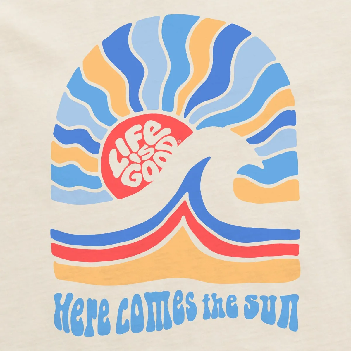 Life is Good. Women's Here Comes The Sun Short Sleeve Crusher Lite Tee, Putty White
