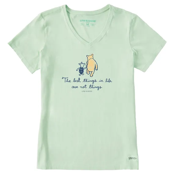 Life is Good. Women's Winnie Best Things Short Sleeve Crusher-LITE Vee, Sage Green