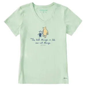 Life is Good. Women's Winnie Best Things Short Sleeve Crusher-LITE Vee, Sage Green