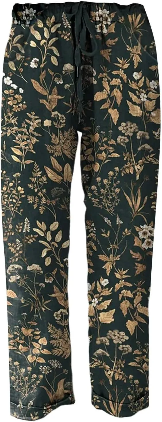 Linen Pants Sets Women Spring Lightweight Pants Women for Summer Loose Pant with String