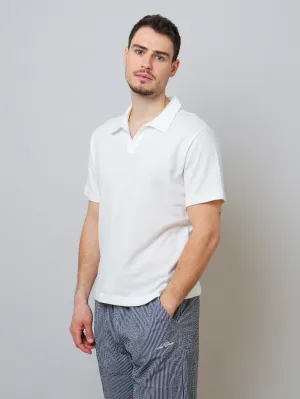Linen Polo Tee - White
