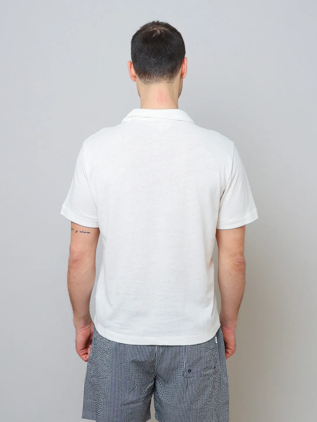 Linen Polo Tee - White