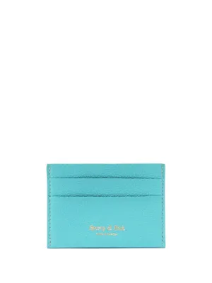 logo-embroidered leather cardholder