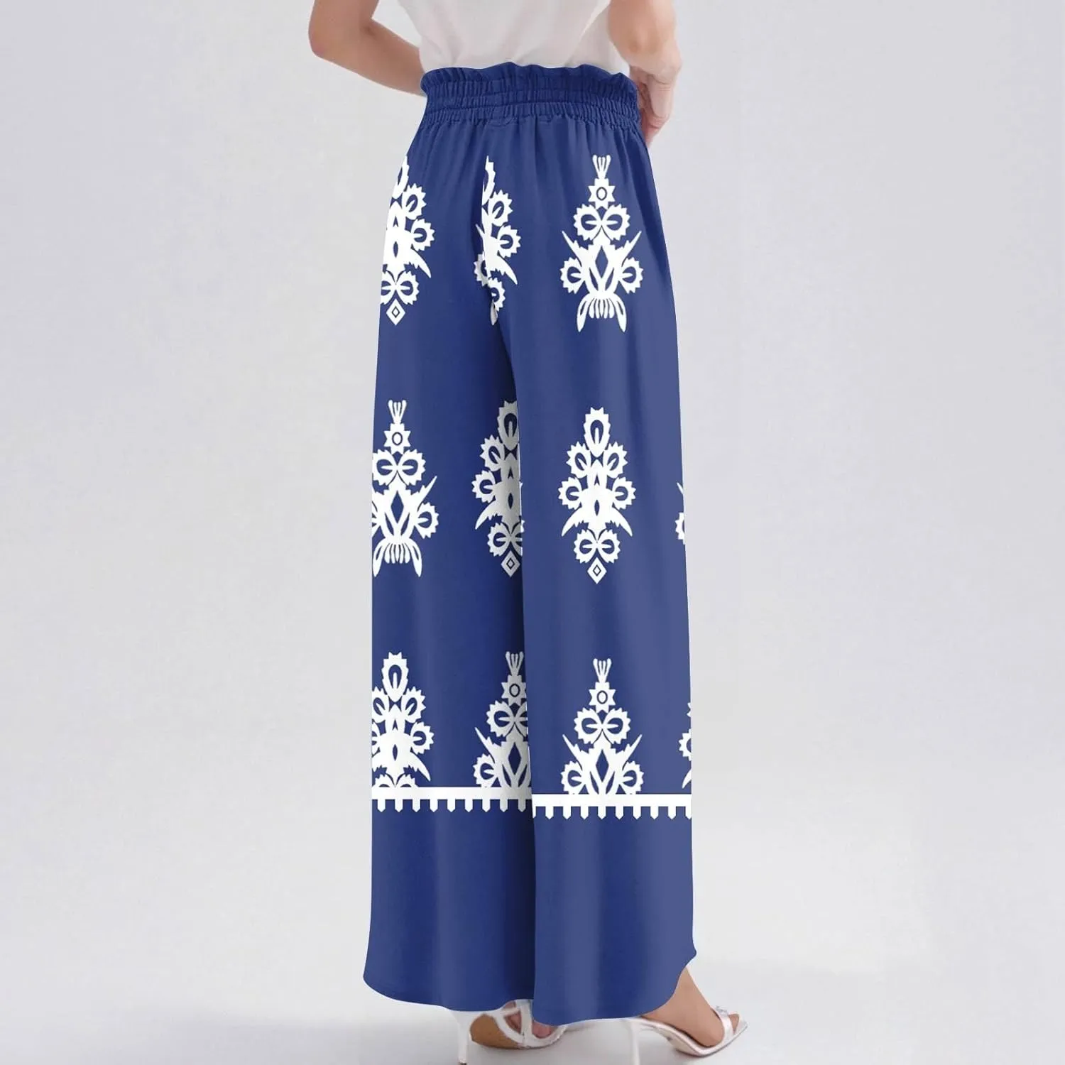 Loose Pants for Women Baggy Boho High Waisted Bohemian Print Flowy Loose Fit Plus Size Wide Leg Trousers