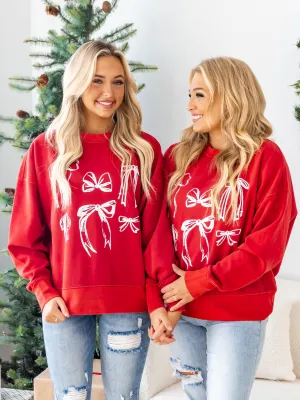 Love My Red Bows Oversized Sweatshirt