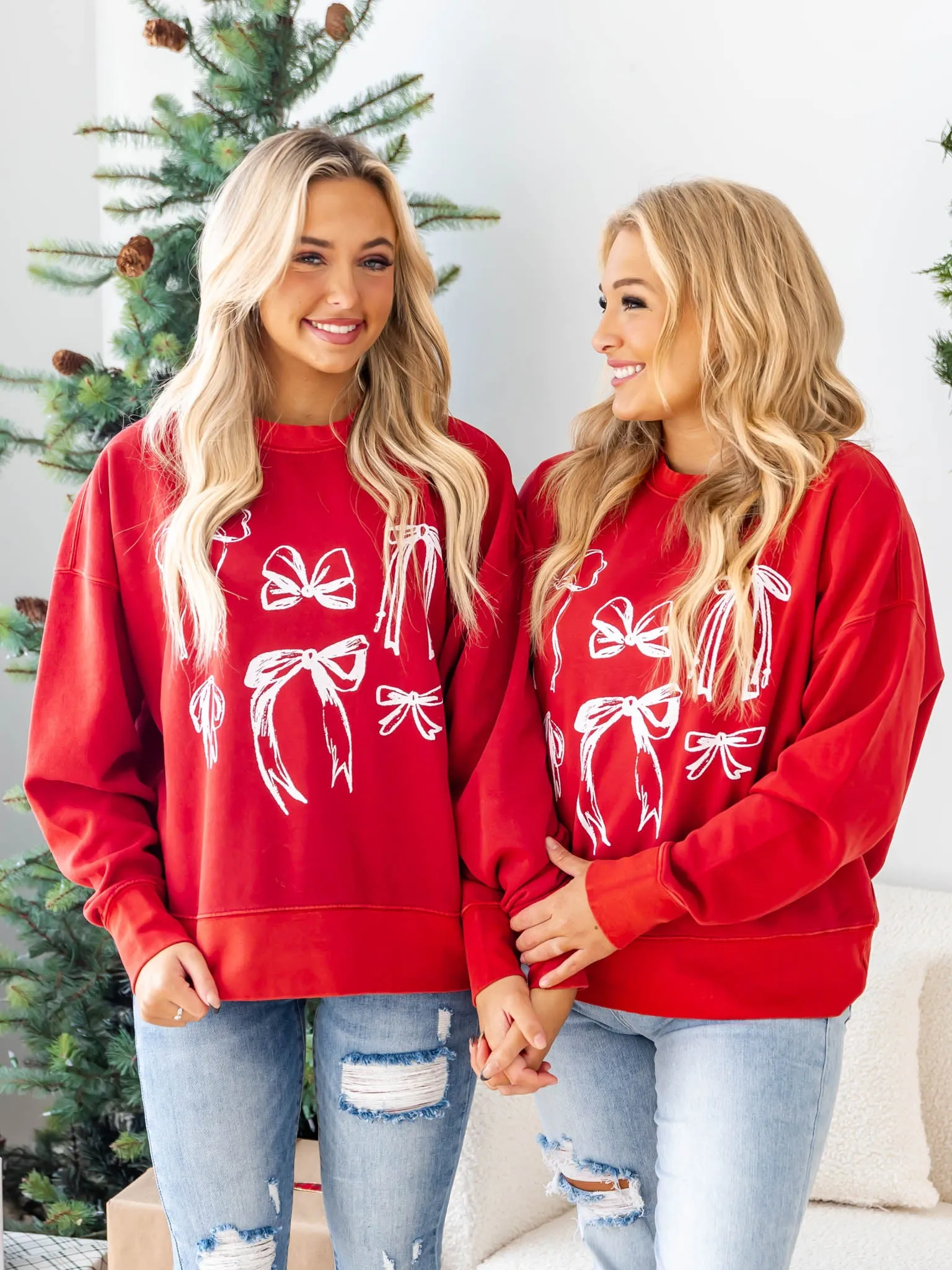 Love My Red Bows Oversized Sweatshirt