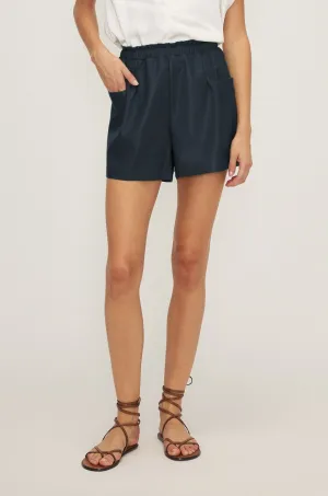 Melissa Nepton Hudson Faux Leather Shorts in Navy - Size M Available