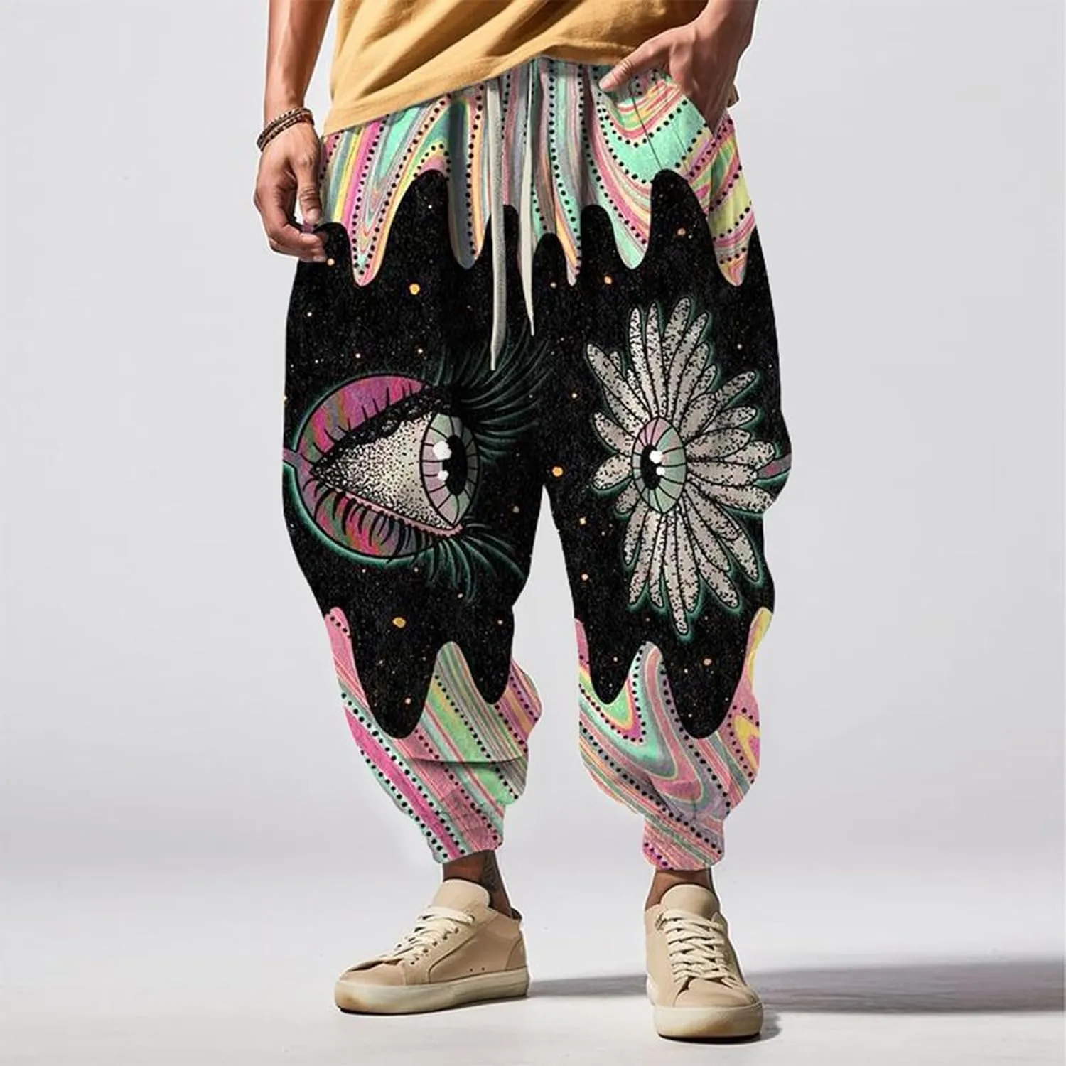 Men Cotton Baggy Hippie Yoga Harem Pants Casual Sweatpants Loose Drop Crotch Trousers Loose Pants Mens Cargo