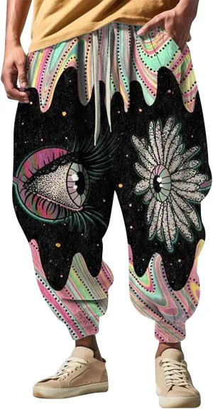 Men Cotton Baggy Hippie Yoga Harem Pants Casual Sweatpants Loose Drop Crotch Trousers Loose Pants Mens Cargo