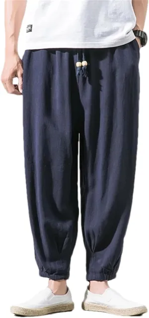 Men Cotton Linen Harem Pants Mens Loose Jogger Sweatpants Pants Male Loose Style Solid Pants Trousers