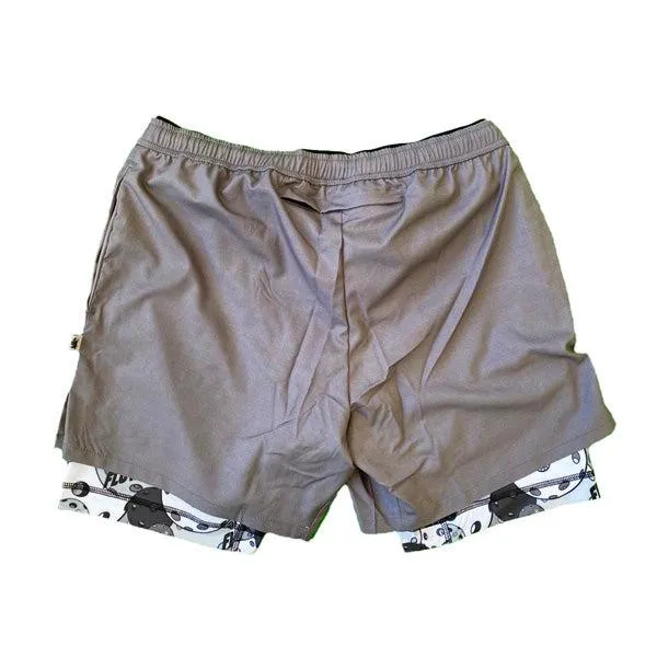 Men's 2-1 Compression Solid Charcoal Motley 7" Short