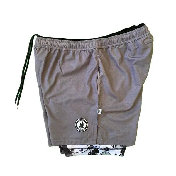 Men's 2-1 Compression Solid Charcoal Motley 7" Short